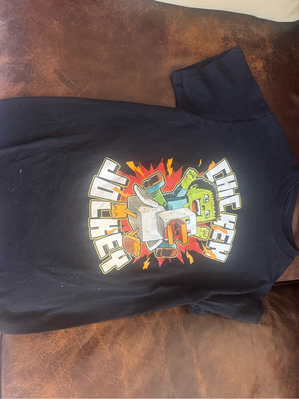 Gildan Black Short Sleeve Tee with Colorful Chicken Jockey Graphic